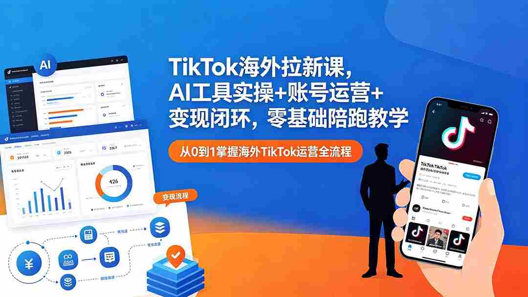 （18522期）TikTok海外拉新课，AI工具实操+账号运营+变现闭环，零基础陪跑教学-湘创网