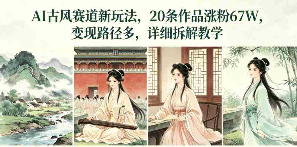 AI古风赛道新玩法，20条作品涨粉67W，变现路径多，详细拆解教学-湘创网