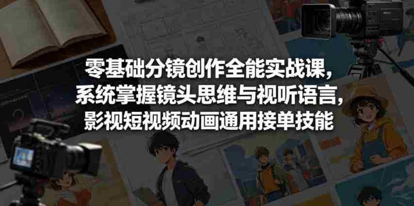 零基础分镜创作全能实战课，系统掌握镜头思维与视听语言，影视短视频动画通用接单技能-湘创网