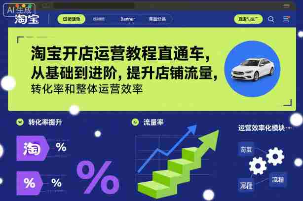 淘宝开店运营教程直通车,从基础到进阶,提升店铺流量,转化率和整体运营效率(更新26年05月27日)