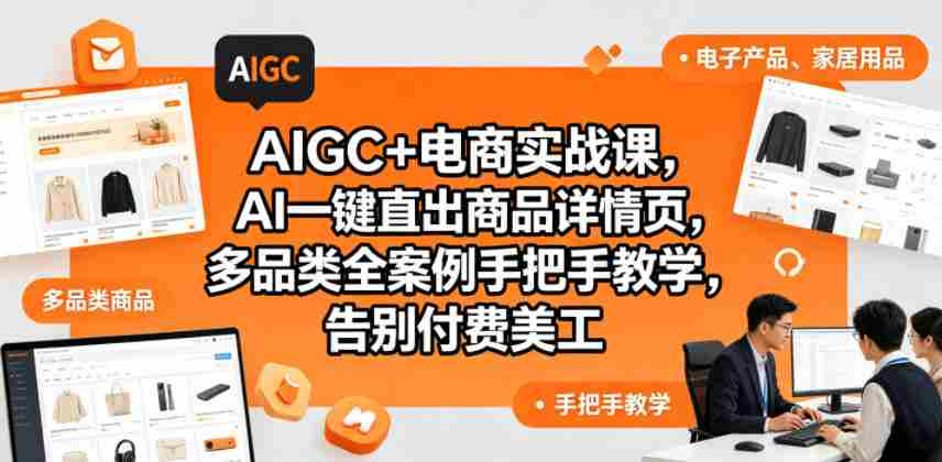 AIGC+电商实战课,AI一键直出商品详情页,多品类全案例手把手教学,告别付费美工
