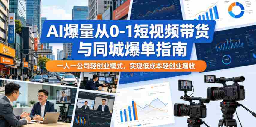 AI爆量从0-1短视频带货与同城爆单指南，一人一公司轻创业模式，实现低成本轻创业增收-湘创网