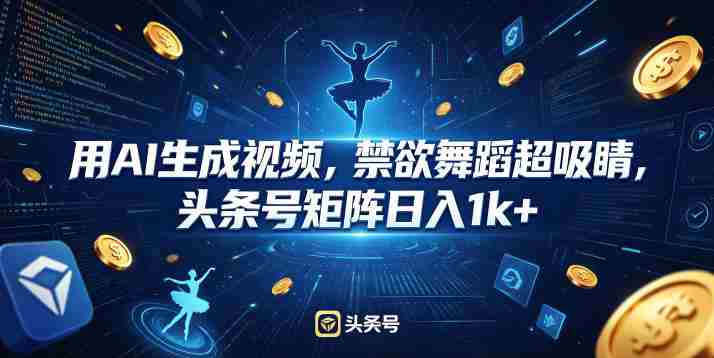 用AI生成视频，禁欲舞蹈超吸睛，头条号矩阵日入1k+-湘创网