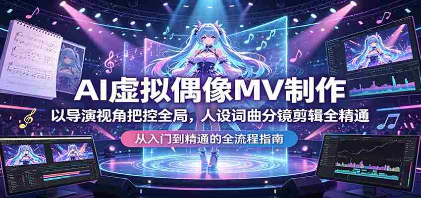 AI虚拟偶像MV制作：以导演视角把控全局，人设词曲分镜剪辑全精通-湘创网