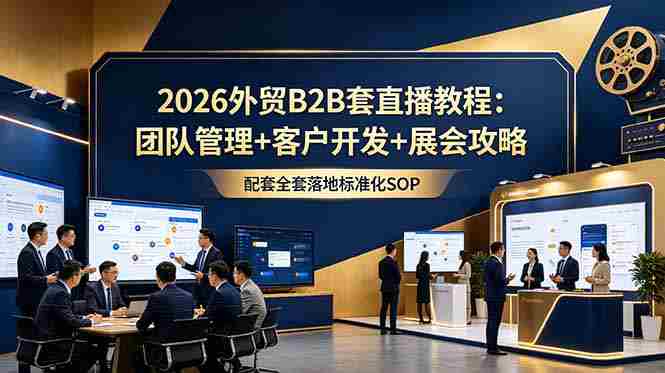 （18994期）2026外贸B2B套直播教程：团队管理+客户开发+展会攻略，配套全套落地标准化SOP-湘创网