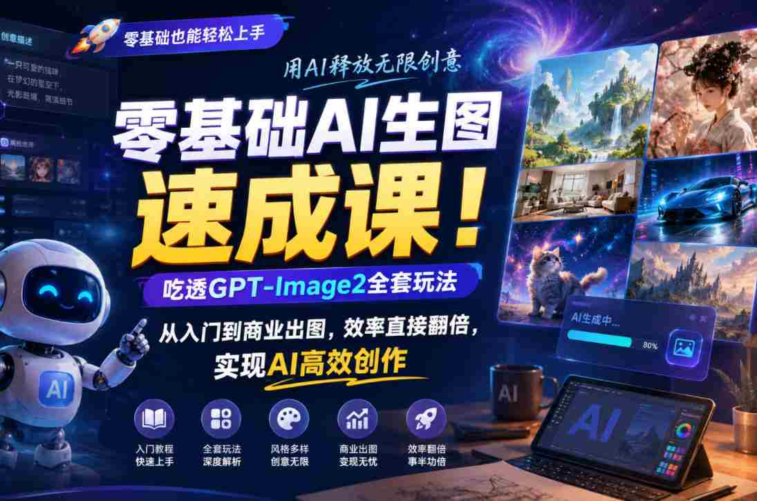 零基础AI生图速成课！吃透GPT-Image2全套玩法，从入门到商业出图，效率直接翻倍，实现AI高效创作-湘创网