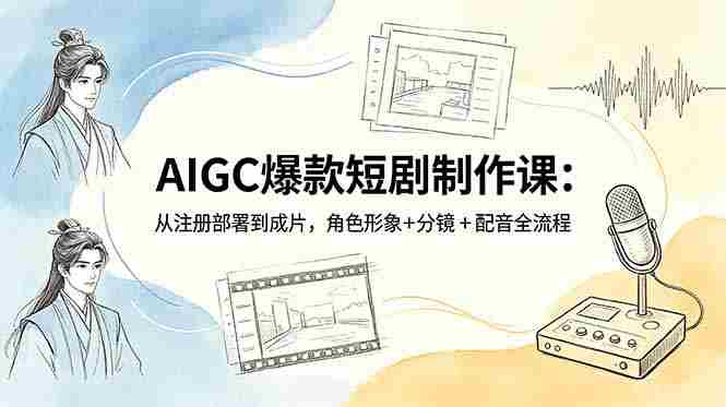 （18676期）AIGC爆款短剧制作课：从注册部署到成片，角色形象+分镜+配音全流程-湘创网
