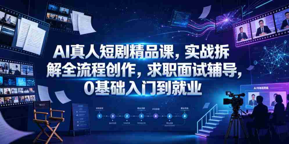 AI真人短剧精品课，实战拆解全流程创作，求职面试辅导，0基础入门到就业-湘创网