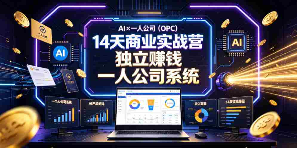 AI×一人公司（OPC）14天商业实战营，用AI帮你搭建一个属于你自己的、能独立賺钱的一人公司系统-湘创网