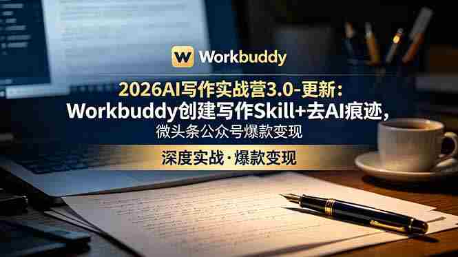 （18995期）2026AI写作实战营3.0-更新：Workbuddy创建写作Skill+去AI痕迹，微头条公众号爆款变现-湘创网