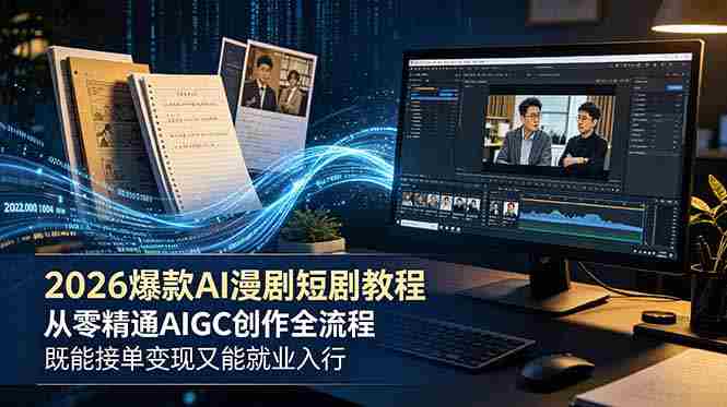 （18980期）2026 爆款 AI 漫剧短剧教程 从零精通 AIGC 创作全流程 既能接单变现又能就业入行-湘创网