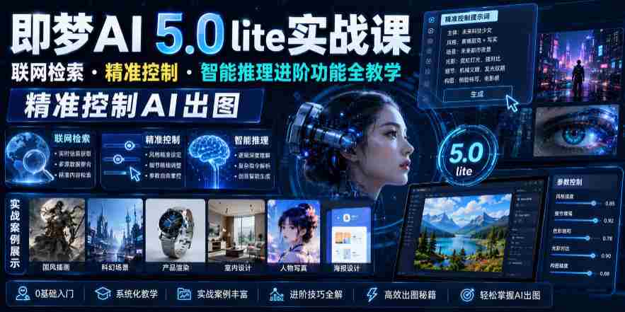即梦AI 5.0 lite实战课，联网检索・精准控制・智能推理进阶功能全教学，精准控制AI出图-湘创网