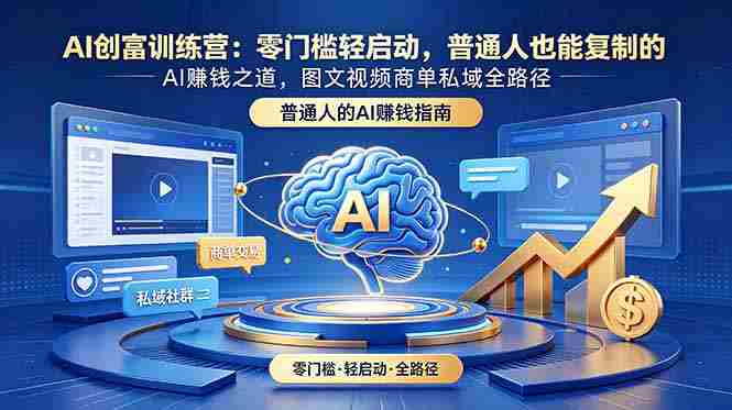 （18911期）AI创富训练营：零门槛轻启动，普通人也能复制的AI赚钱之道，图文视频商单私域全路径-湘创网