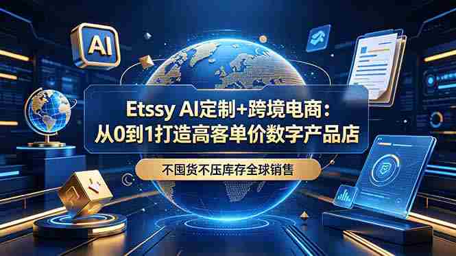 （18974期）Etsy AI定制+跨境电商：从0到1打造高客单价数字产品店，不囤货不压库存全球销售-湘创网
