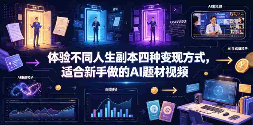 体验不同人生副本四种变现方式，适合新手做的AI题材视频-湘创网