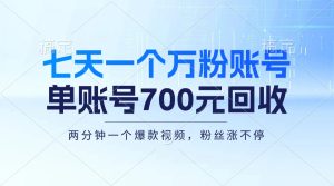 (13062期)七天一个万粉账号,新手小白秒上手,单账号回收700元,轻松月入三万+-湘创网