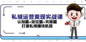 私域运营变现实战课:认知篇+定位篇+实操篇,打造私域赚钱机器-湘创网