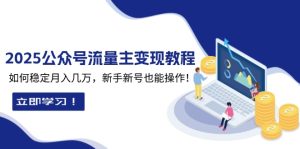 (13853期)2025众公号流量主变现教程:如何稳定月入几万,新手新号也能操作-湘创网