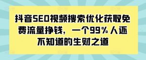 抖音SEO视频搜索优化获取免费流量挣钱,一个99%人还不知道的生财之道-湘创网