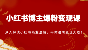 小红书博主爆粉变现课,深入解读小红书商业逻辑,带你进阶变现大咖!-湘创网