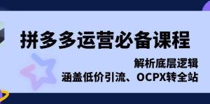 拼多多运营必备课程,解析底层逻辑,涵盖低价引流、OCPX转全站-湘创网