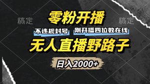 (13292期)零粉开播,无人直播野路子,日入2000+,不违规封号,躺赚收益!-湘创网