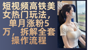 (13319期)短视频高铁美女热门玩法,单月涨粉5万,拆解全套操作流程-湘创网
