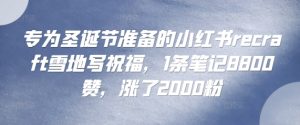 专为圣诞节准备的小红书recraft雪地写祝福,1条笔记8800赞,涨了2000粉-湘创网