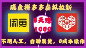 咸鱼拼多多虚拟拉新,不用人工,自动发货,0成本操作,8天收益1k-湘创网