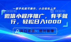 (13709期)微信小程序推广,有手就行,轻松日入1000+-湘创网