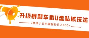 升级暴利车载U盘私域玩法,0基础小白也能轻松日入600+-湘创网