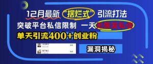 12月最新“摆烂式”引流打法,突破平台私信限制,一天无限发私信,单天引流400+创业粉-湘创网