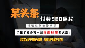 头条付费980私密课程!教你写一篇没有“AI味的文章”!做精细化运营随便日入3位数-湘创网