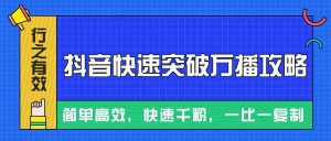 摸着石头过河整理出来的抖音快速突破万播攻略,简单高效,快速千粉!-湘创网