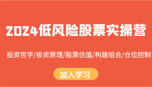 2024低风险股票实操营:投资哲学/投资原理/股票估值/构建组合/仓位控制-湘创网
