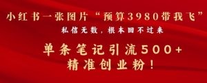 小红书一张图暴力引流500+精准创业粉-湘创网