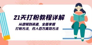 (13058期)21天打粉教程详解:从逻辑到渠道,全面掌握打粉方法,月入百万高效方法-湘创网