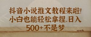 抖音小说推文新手教程,小白也能轻松拿捏,日入几张-湘创网