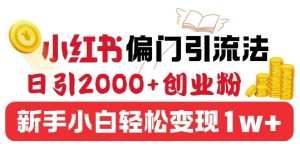 小红书偏门引流法,日引200+创业粉,新手小白轻松变现-湘创网