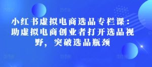 小红书虚拟电商选品专栏课:助虚拟电商创业者打开选品视野,突破选品瓶颈-湘创网