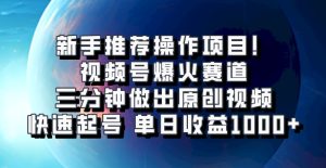 视频号爆火赛道,三分钟做出原创视频,快速起号,单日收益1000+-湘创网