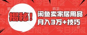 闲鱼卖家居用品月入过W+最新技巧闲鱼最新零基础教学,新手当天上手【揭秘】-湘创网