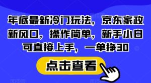 年底最新冷门玩法,京东家政新风口,操作简单,新手小白可直接上手,一单挣30【揭秘】-湘创网