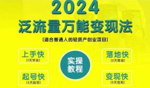 创业变现教学,2024泛流量万能变现法,适合普通人的轻质产创业项目-湘创网