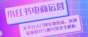 (13043期)小红书电商运营:从平台入门到专业选品,再到流量提升与账号优化全解析-湘创网