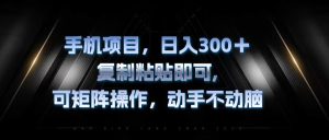 (13084期)手机项目,日入300+,复制黏贴即可,可矩阵操作,动手不动脑-湘创网
