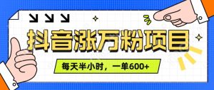 抖音快速涨万粉,每天操作半小时,1-7天涨万粉,可矩阵操作,一单600+-湘创网