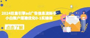 2024巨量引擎ad广告信息流新手小白账户搭建优化0-1实操课-湘创网
