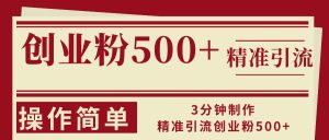 (13073期)3分钟制作精准引流创业粉500+操作简单-湘创网