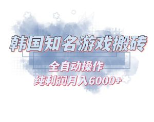 (13257期)韩服知名游戏搬砖项目 ,单机月入6000+,可做兼职副业,小白闭眼入-湘创网